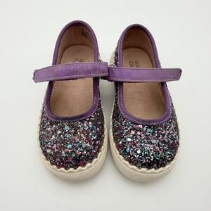 Harper Canyon Girls Glitter Mary Jane Sneakers Purple Multi Color Size 6 EUC